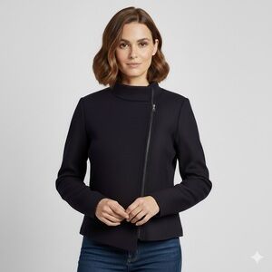 Sarah Pacini Navy Blue Light Merino Wool Jacket - Small, made in Italy 🇮🇹